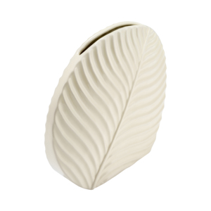 Vaso in ceramica rotondo testurizzato con disegno a foglia per decorazioni per la casa - Product Image 4