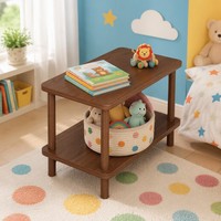 Table basse de luxe légère avec plateau en MDF et pieds en bois massif, double niveau, minimaliste, petite table rectangulaire d'appoint pour canapé ou chevet