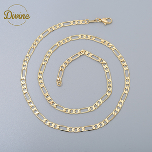फैक्टरी बेच 5MM 18 20 22 24 inch14k joyeria डे ऑरो laminado इतालवी फिगारो लिंक चेन हार महिलाओं लड़कियों पुरुषों लड़कों - Product Image 4