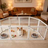 Valla de seguridad plegable de acero para mascotas, puerta doble de 360 grados, barrera para animales para el hogar, escalera, puerta de seguridad para perros y gatos, para exteriores