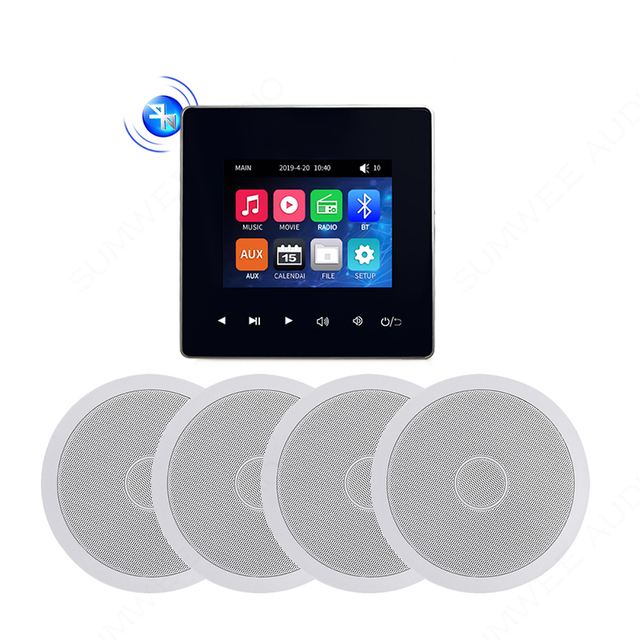 Mini Blue Tooth Wall Amplifier Smart Home Audio 4*20W Stereo Sound Music Panel PA System Loudspeaker Ceiling Speaker Kits