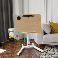 Table de repas ergonomique moderne en métal et fer, pliable, à levage pneumatique à gaz, réglable en hauteur à une seule jambe, pour usage hospitalier, domestique et scolaire, à poser sur lit