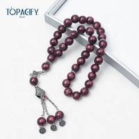 Collier de prière saoudien arbre de vie pierre multicolore Tasbih Islam chapelet Hamsa Allah perles pour musulman