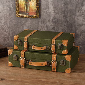 Boîte de rangement vintage en cuir et bois, couleur unie, couvercle coulissant, organisateur de bijoux, accessoire de décoration intérieure - Product Image 2