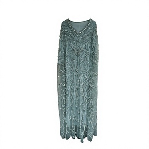 Luxury Beaded Kaftan Abaya <b>Modest</b> Muslim Maxi <b>Dress</b> for Women Dubai Style Evening <b>Wedding</b> Eid Wear - Product Image 3