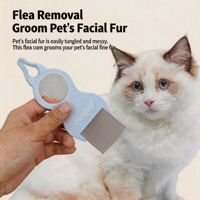 Peigne anti-puces pour animaux de compagnie en gros, en PC et ABS, à dents fines, pour l'élimination des poux et des lentes, avec poignée ergonomique et loupe intégrée, pour chiens et chats