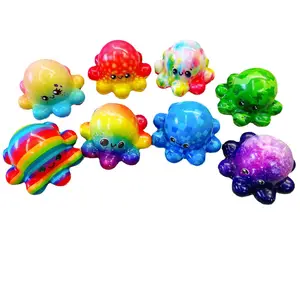 Grosir mainan gurita PU naik lambat, mainan pereda stres gurita warna-warni untuk anak-anak dan dewasa