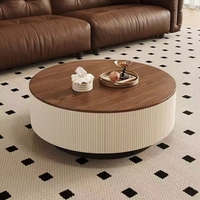 Table basse ronde en bois massif naturel, design moderne et simple pour salon