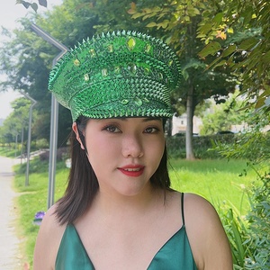 Rhinestone Sequin Captain Hat Y2K Style Unisex for Festival Birthday Party Supplies <strong>Burning</strong> <strong>Man</strong> Rave Wear Cosplay <strong>Costume</strong> - Product Image 1