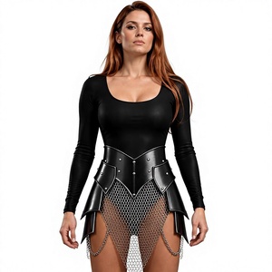 Ensemble d'armure en acier inoxydable de forme irrégulière, poli, armure métallique portable pour femmes - Product Image 1