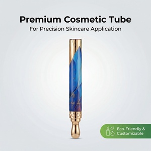 Tubo Cosmético Azul de Lujo Personalizado con Cabezal de Masaje de Aleación de Zinc para Crema de Ojos y Sérum, Envase Ecológico para el Cuidado de la Piel - Product Image 1