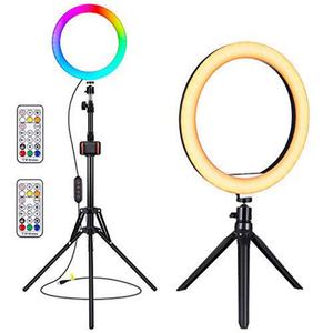 ไฟวงแหวนแต่งหน้าอเนกประสงค์แบบขายส่ง ไฟเซลฟี่ RGB พร้อมขาตั้งกล้องสำหรับไลฟ์สด - Product Image 1