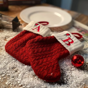 Neat-crafted Distinctive Letter 18 Inch Customizable Size Red Knitted Texture <strong>Christmas</strong> <strong>Stocking</strong> for Holiday <strong>Candy</strong> Gift Ornament - Product Image 2
