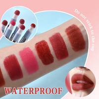 Teinture à lèvres liquide mate veloutée hautement pigmentée imperméable à l'eau avec applicateur en coton pour le maquillage quotidien