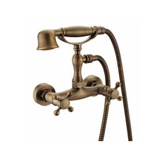 Robinet de bain antique européen en gros avec pomme de <span class=keywords><strong>douche</strong></span> dorée simple, ensemble de salle de bain rétro mural, robinet à poignée unique en laiton, jet doux - Product Image 5