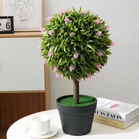 HOMCOM 2er-Set Langlebige Künstliche Kugelbäume und Lavendelblumen-Deko für Innen/Außen, 60cm Grün