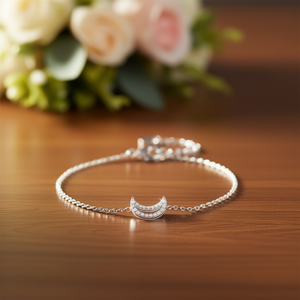 Amy Amy Moon <b>Charm</b> <b>Bracelet</b> 925 <b>Silver</b> Zirconia Minimalist Women's Jewelry Everyday Wear - Product Image 2