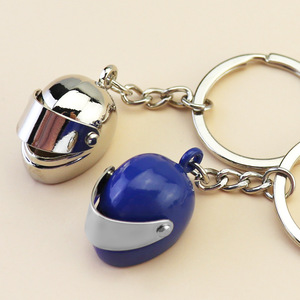 The New Hot Creative Metal Crafts Keychains Custom Accessories Alloy 3D Metal Mini Motorcycles Helmet Keychain for Decoration