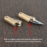Couteau de poche magnétique miniature en laiton, coupe-corps compact et portable pour porte-clés, ouvre-boîte de colis pour le transport quotidien EDC