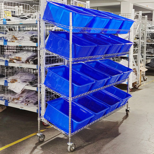 JIGONG Utility Commercial Kitchen Estantería inclinada para recoger pedidos Carro Carrito NSF Estante de alambre Organizadores de contenedores - Product Image 4