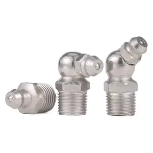 Kit de ajuste de grasa hidráulica, 20 piezas M6(1/4 ") Rosca macho Recta Zerk Grasa Nipple Accesorios, Tono plateado