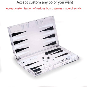 Từ thanh lịch lucite rõ ràng Acrylic backgammon bộ màu đen và trắng màu xanh hồng lucite backgammon Bộ - Product Image 4