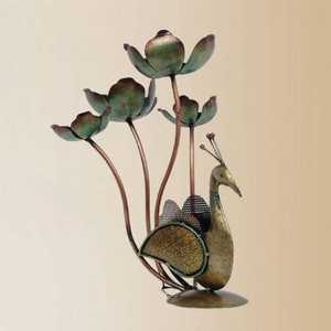 Decorative Lotus <b>Tealight</b> <b>Holder</b> with Duck Design Metal Candle <b>Holder</b> for Diwali Puja Home Interior Decoration - Product Image 4
