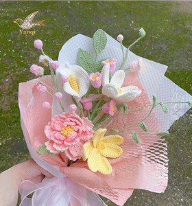 Bouquet di <span class=keywords><strong>Fiori</strong></span> all'Uncinetto Assortiti, <span class=keywords><strong>Fiori</strong></span> Artificiali in Cotone Fatti a Mano, Lunga Durata, per Casa e Ringraziamento, Vendita all'Ingrosso dalla Cina - Product Image 1