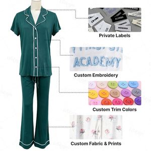 <span class=keywords><strong>Pijamas</strong></span> de Bambú de Manga Corta Personalizadas OEM para Mujer, Pantalones Cortos a Rayas, Conjunto de 2 Piezas, Ropa de Dormir de Viscosa Súper Suave - Product Image 5