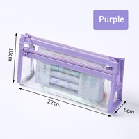 Trousse à crayons transparente en PVC style Ins JX0035 pour l'école et le bureau, grande capacité, simple, élégante, imperméable, pour fournitures scolaires