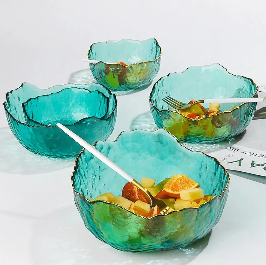 Wholesale Hot Selling Creative Household Colored Fruit Bowl Vegetable Salad Bowl Decorative Glassware