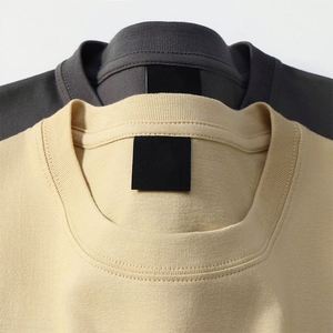 Camiseta de punto de algodón puro de 200 gramos para hombre, manga corta, cuello redondo, color liso, ajuste holgado, antipilling, marca de moda. - Product Image 3