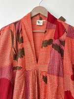 Robe longue en nylon imprimé numérique, tunique en gaze indienne, robe maxi florale faite à la main, tenue d'été ethnique bohème pour femme, naturelle