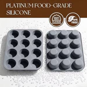 Moule à gâteau en silicone rond à 12 cavités, qualité alimentaire LFGB 100%, antiadhésif platine, sans BPA, fabriqué par MUYULINS - Product Image 2