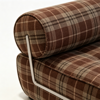 Fauteuil de salon solide en tissu à carreaux, idéal pour la maison, le bureau, le salon, la chambre, l'hôtel ou la villa