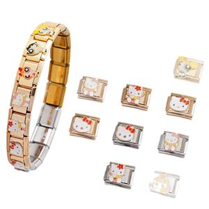 Cartoon Pattern Italian Modular Bracelet Titanium Steel Bezel Setting Unisex Gift Charm Bracelet - Product Image 5