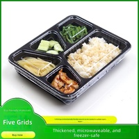 Boîte à lunch jetable pour micro-ondes, cinq compartiments, emballage rapide pour la restauration, qualité alimentaire commerciale, haut de gamme, créative et personnalisable