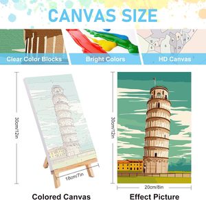 Kit de Pintura por Números SONGWOO Art de 4 Piezas con Marco, Ideal para Principiantes, Crea <span class=keywords><strong>Paisajes</strong></span> a Mano - Product Image 3