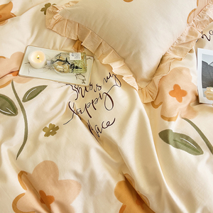 100%Cotton Single Layer BedSkirt 45cm Drop Printed Breathable Dust Ruffle Corner <strong>Valance</strong> Mattress Protector Queen <strong>King</strong> Available - Product Image 5