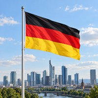 Drapeau national allemand en polyester tricolore pour extérieur avec œillets pour mât de drapeau