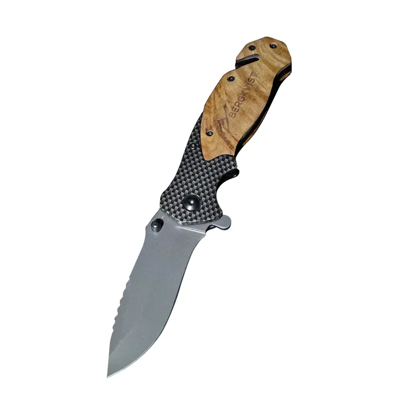 X50 titanium coated folding pocket knife wood handle other camping   hiking products survival rescue EDC knife ready to ship