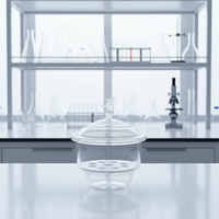 Équipement de laboratoire de chimie personnalisé, dessiccateur sous vide en verre borosilicate ambré transparent à paroi épaisse avec plaque en porcelaine