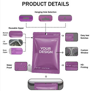 Logo personnalisé Emballage <span class=keywords><strong>vide</strong></span> pour cigare Humidor Emballage en plastique Sacs pochette zip-lock - Product Image 2