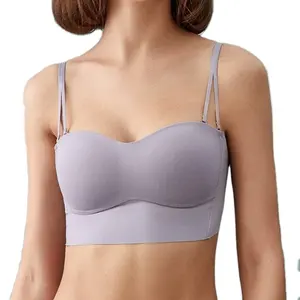Kissy underwear piece sports seamless small breasts gather comfortable sexy  ladies bra set Color: Sling silver grey, Cup Size: L