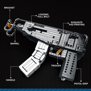 Reobrix 77029 MOC Scorpion pistolet rafale mitraillette modèle WW2 <span class=keywords><strong>arme</strong></span> militaire armes à <span class=keywords><strong>feu</strong></span> bricolage blocs de construction briques jouets ensembles - Product Image 5