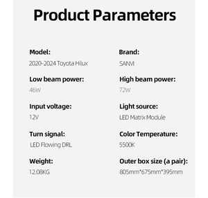 Sanvi Accessoires Phare à LED pour <span class=keywords><strong>Hilux</strong></span> 2020 2021 2022 2023 2024 LED coulant DRL - Product Image 6