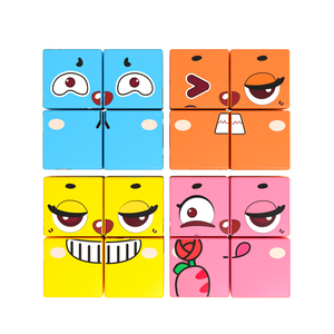 بطاقات كرتون مطابقة لتغيير الوجه كتل سحرية تكديس مكعب ألعاب خشبية - Product Image 1