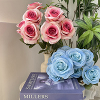 Bouquet de 9 roses artificielles en plastique, fleurs en soie pour la décoration de mariage, maison, hôtel, bureau, chambre
