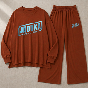 ชุดเสื้อสเวตเชิ้ตถักลำลองสำหรับผู้ชาย คอกลม แขนยาว ทรงโอเวอร์ไซส์ น้ำหนัก 400 กรัม ผ้าฝ้าย 100% คุณภาพสูง แบบสั่งทำพิเศษ - Product Image 1