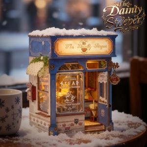 Kit de construction de bibliothèque pour enfants IIE CREATE, <span class=keywords><strong>puzzle</strong></span> en bois 3D à faire soi-même, salon de thé SL-39 avec éclairage LED certifié CE CPC EN71 - Product Image 2